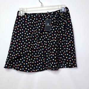 NWT Volcom wrap around tie polka dot skirt sz Sm